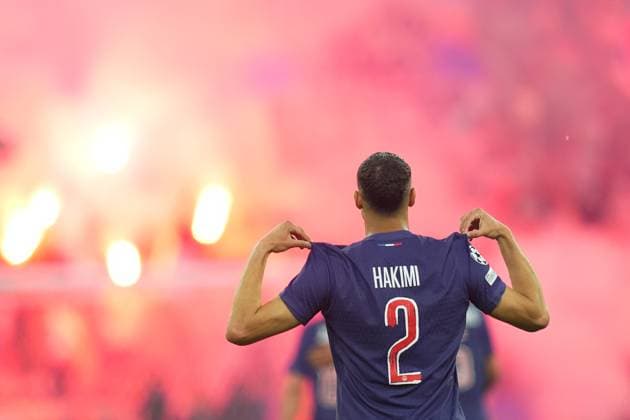 Sport Bilder des Tages PSGÕs Achraf Hakimi celebrates after scoring 1-0 during the Uefa Champions League Final soccer match between Paris Saint Germain and FC Inter at Allianz Arena in Munich , Germany - Saturday May 31, 2025 . - Soccer  Copyright: xSpada LaPressex