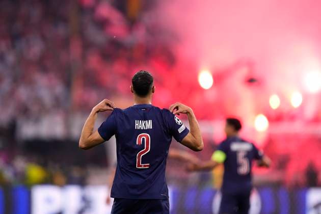 Paris Saint-Germain v FC Internazionale Milano - UEFA Champions League Final 2025 MUNICH, GERMANY - MAY 31: Achraf Hakimi right-back of PSG and Morocco celebrates after scoring his team s first goal during the UEFA Champions League Final 2025 between Paris Saint-Germain and FC Internazionale Milano at Allianz Arena on May 31, 2025 in Munich, Germany. Munich Germany  Copyright: xJosexBretonx originalFilename:bretonhernandez-parissai250531_npzoU.jpg