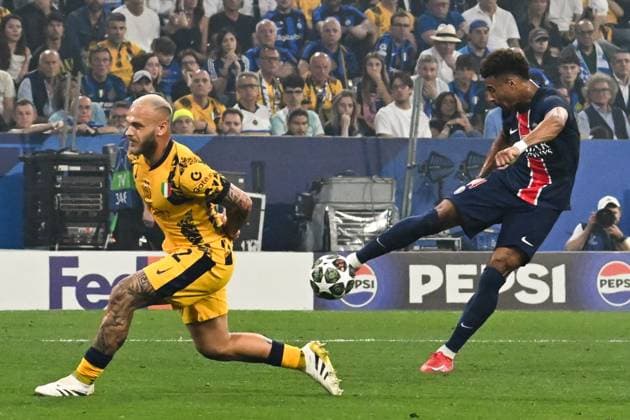Champions League final Paris Saint Germain-Inter Desire Doue Of Paris Saint Germain scores his goal during Champions League final Paris Saint Germain-Inter at Allianz stadium,Munich,Deutschland, May 31th, 2025. Imago-Images Emmefoto Copyright: xImago-Images Emmefotox