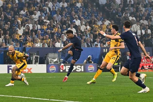Champions League final Paris Saint Germain-Inter Desire Doue Of Paris Saint Germain scores his goal during Champions League final Paris Saint Germain-Inter at Allianz stadium,Munich,Deutschland, May 31th, 2025. Imago-Images Emmefoto Copyright: xImago-Images Emmefotox