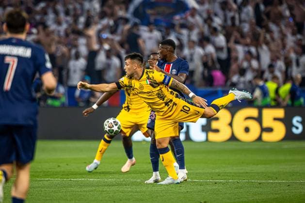 31.05.2025 MONACHIUM, MUNICH FOOTBALL ARENA, PILKA NOZNA (FOOTBALL), FINAL LIGI MISTRZOW UEFA ( UEFA CHAMPIONS LEAGUE FINAL ), MECZ PARIS SAINT-GERMAIN - INTER MEDIOLAN ( PSG - INTER MILAN ) NZ LAUTARO MARTINEZ NUNO MENDES FOTO LUKASZ SKWIOT CYFRASPORT NEWSPIX.PL --- Newspix.pl  20250531CSLS026