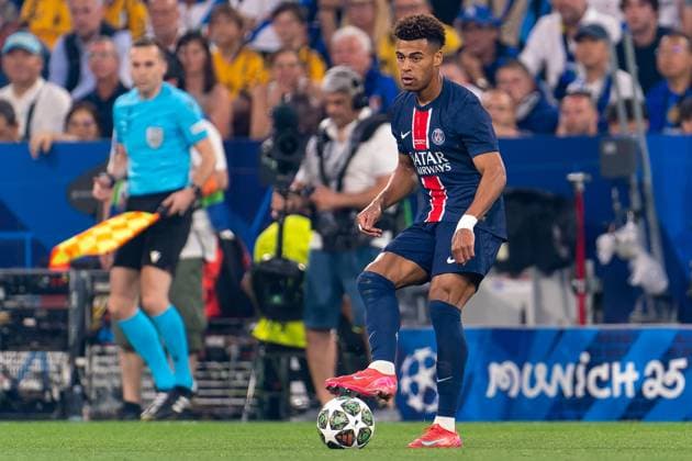 2025-05-31 Paris Saint-Germain v FC Internazionale Milano - UEFA Champions League Final 2025 MUNICH, GERMANY - MAY 31: Desire Doue of Paris Saint-Germain in action during the UEFA Champions League Final 2025 match between Paris Saint-Germain and FC Internazionale Milano at Munich Football Arena on May 31, 2025 in Munich, Germany. Munich Munich Football Arena Germany Content not available for redistribution in The Netherlands directly or indirectly through any third parties. Copyright: xJorisxVerwijstx