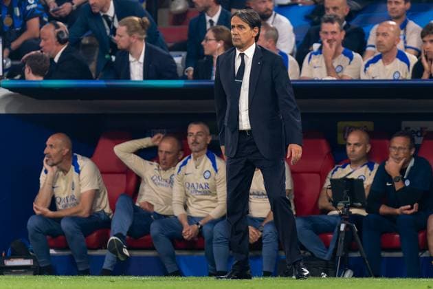 2025-05-31 Paris Saint-Germain v FC Internazionale Milano - UEFA Champions League Final 2025 MUNICH, GERMANY - MAY 31: head coach Simone Inzaghi of FC Internazionale Milano looks on during the UEFA Champions League Final 2025 match between Paris Saint-Germain and FC Internazionale Milano at Munich Football Arena on May 31, 2025 in Munich, Germany. Munich Munich Football Arena Germany Content not available for redistribution in The Netherlands directly or indirectly through any third parties. Copyright: xJorisxVerwijstx