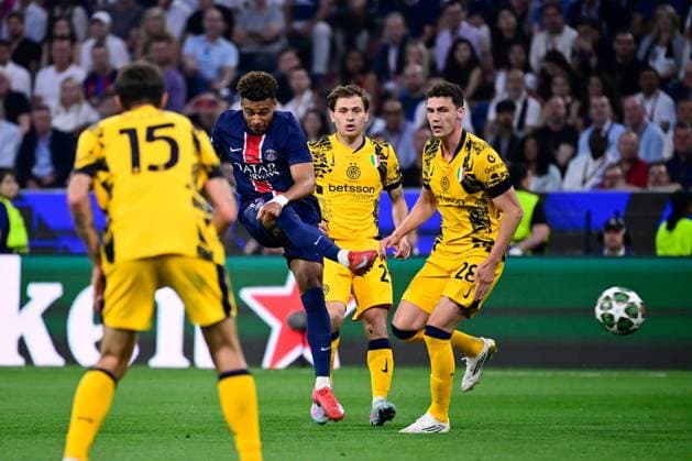FOOTBALL : PSG vs Inter - Finale Ligue des Champions - 31 05 2025 Desire Doue ( 14 - PSG ) during the UEFA Champions League Final match between Paris Saint Germain and FC Internazionale Milano at Munich Football Arena on May 31 , 2025 in Munich, Germany. ( Photo by Dante Badano PsnewZ ) - MunichGermany  Copyright: xx
