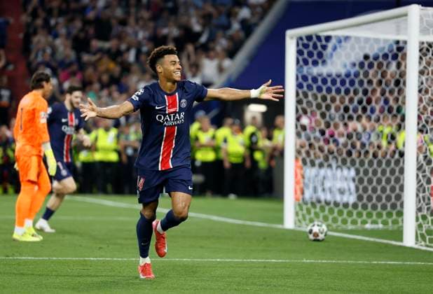 Paris Saint-Germain v FC Internazionale Milano - UEFA Champions League Final 2025 Desire Doue of Paris Saint-Germain celebrates 3rd goal during the UEFA Champions League Final 2025 between Paris Saint-Germain and FC Internazionale Milano at Munich Football Arena on May 31, 2025 in Munich, Germany. Munich Munich Football Arena Germany Germany Copyright: xRichardxSellers Sportsphoto APLx 14127877