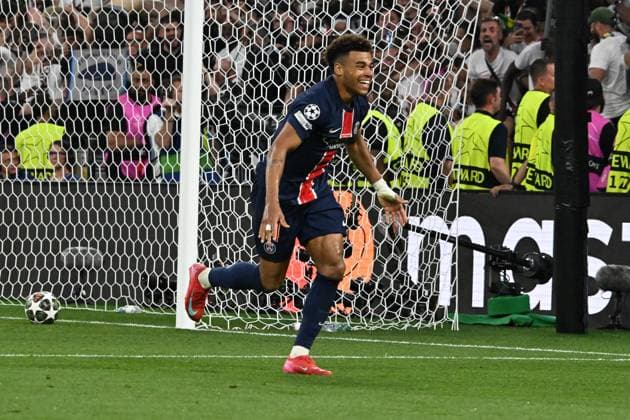 31 05 2025, xsltx, Football UEFA Champions League Final 2025, Paris St Germain Inter Milan v l Goal celebration after the goal to celebrate the goal celebrate 3 0 by Desire Doue Paris St Germain DFL DFB REGULATIONS PROHIBIT ANY USE OF PHOTOGRAPHS as IMAGE SEQUENCES and or QUASI VIDEO Muenchen