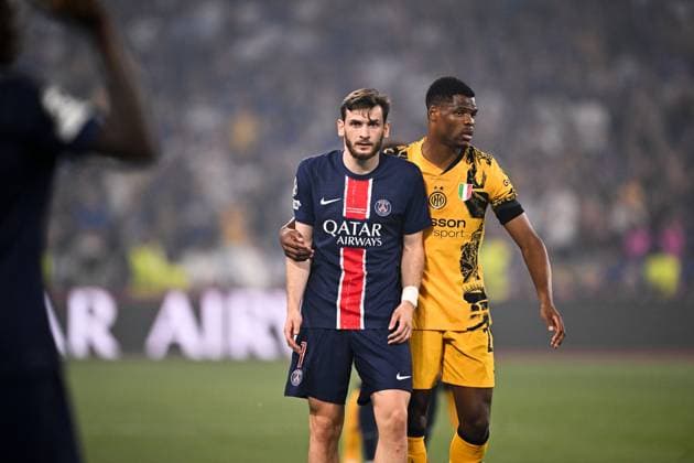 Paris Saint-Germain v Inter Milan - UEFA Champions League 2024 2025, Final 02 Denzel DUMFRIES (int) - 07 Khvicha KVARATSKHELIA (psg) during the UEFA Champions League 2024 2025, final match between Paris and Inter at Allianz Arena on May 31, 2025 in Munich, Germany. Munich Allemagne  Copyright: xFEPx 776328581
