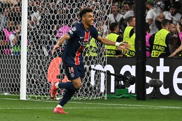31 05 2025, xsltx, Football UEFA Champions League Final 2025, Paris St Germain Inter Milan v l Goal celebration after the goal to celebrate the goal celebrate 3 0 by Desire Doue Paris St Germain DFL DFB REGULATIONS PROHIBIT ANY USE OF PHOTOGRAPHS as IMAGE SEQUENCES and or QUASI VIDEO Muenchen