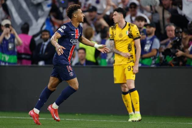 MUNCHEN, 31-05-2025, Allianz Arena, UEFA Champions League season 2024 2025, Match between Paris Saint Germain and Inter Milan. Paris Saint-Germain player Desire Doue scores the 3-0 PSG - Inter Milan (CL Final)  x29557304x Copyright: