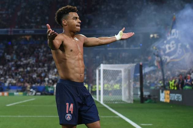 Soccer Champions League Final Paris Saint Germain Inter Milan on 31 05 2025 at the Fußball Arena München in Munich Goal celebration to 3 0 by Desire Doue Paris xRx