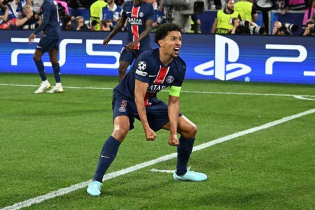31 05 2025, xsltx, Football UEFA Champions League Final 2025, Paris St Germain Inter Milan v l Goal celebration after the goal to celebrate the goal celebrate 3 0 at Marquinhos Paris St Germain DFL DFB REGULATIONS PROHIBIT ANY USE OF PHOTOGRAPHS as IMAGE SEQUENCES and or QUASI VIDEO Muenchen