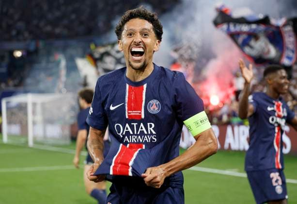 Paris Saint-Germain v FC Internazionale Milano - UEFA Champions League Final 2025 Marquinhos of Paris Saint-Germain celebrates 3rd goal during the UEFA Champions League Final 2025 between Paris Saint-Germain and FC Internazionale Milano at Munich Football Arena on May 31, 2025 in Munich, Germany. Munich Munich Football Arena Germany Germany Copyright: xRichardxSellers Sportsphoto APLx 14127886