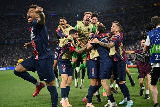 UEFA Champions League final match: Paris Saint-Germain v Inter Milan MUNICH, GERMANY - MAY 31: Players of Paris Saint-Germain (PSG) celebrate after scoring a goal during the UEFA Champions League Final between Inter Milan and Paris Saint-Germain (PSG) at Munich Football Arena in Munich, Germany on May 31, 2025. Mustafa Yalcin Anadolu Munich Germany. Editorial use only. Please get in touch for any other usage.  Copyright: x2025xAnadoluxMustafaxYalcinx