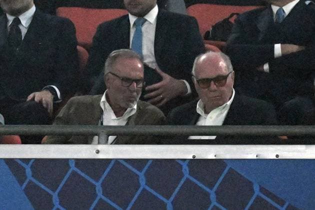 31 05 2025, xsltx, Football UEFA Champions League Final 2025, Paris St Germain Inter Milan v l Karl Heinz Rummenigge and Honorary President Supervisory Board Member Uli Hoeness FC Bayern Muenchen DFL DFB REGULATIONS PROHIBIT ANY USE OF PHOTOGRAPHS as IMAGE SEQUENCES and or QUASI VIDEO Muenchen