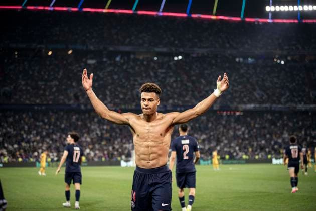 FOOTBALL : PSG vs Inter de Milan- Finale Ligue des Champions MUNCHEN, 31 05 2025, Allianz Arena joie des joueurs de PSG apres le but de DESIRE DOUE 14  Copyright: xElyxandroxCEGARRAx