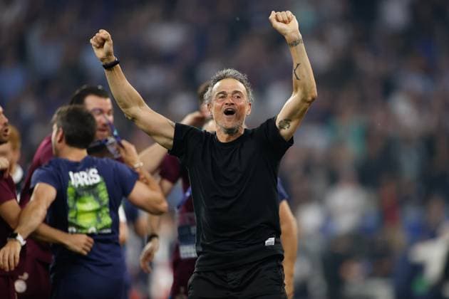 MUNCHEN, 31-05-2025, Allianz Arena, UEFA Champions League season 2024 2025, Match between Paris Saint Germain and Inter Milan. Paris Saint-Germain coach Luis Enrique celebrates the victory and wins the Champions League PSG - Inter Milan (CL Final)  x29557710x Copyright: