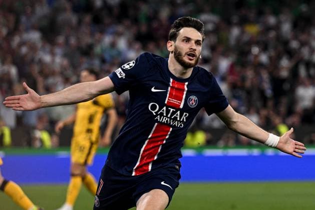 Mg Monaco di Baviera 31 05 2025 - finale Champions League Paris Saint Germain-Inter foto Matteo Gribaudi Image nella foto: esultanza gol Khvicha Kvaratskhelia 