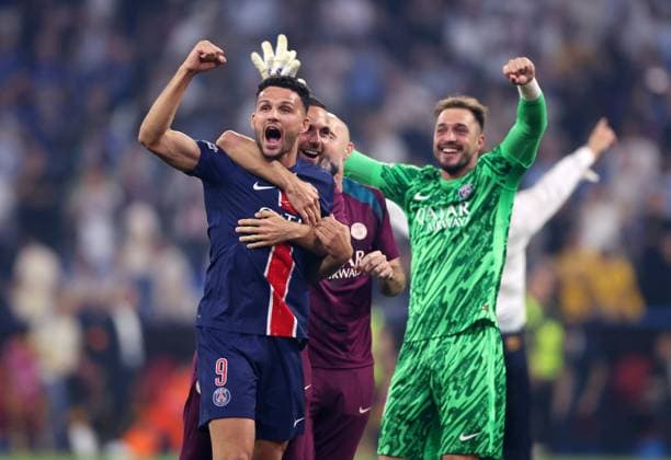 Munich, Germany, 31st May 2025. Goncalo Ramos of Paris St Germain celebrates winning the Champions League during the Paris Saint Germain vs Internazionale UEFA Champions League Final match at Munich Football Arena, Munich. Picture credit should read: David Klein Sportimage EDITORIAL USE ONLY. No use with unauthorised audio, video, data, fixture lists, club league logos or live services. Online in-match use limited to 120 images, no video emulation. No use in betting, games or single club league player publications. SPI_112_DK_UCL_Final SPI-3964-0113