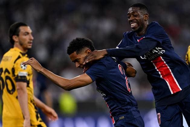Mg Monaco di Baviera 31 05 2025 - finale Champions League Paris Saint Germain-Inter foto Matteo Gribaudi Image nella foto: esultanza gol Senny Mayulu 