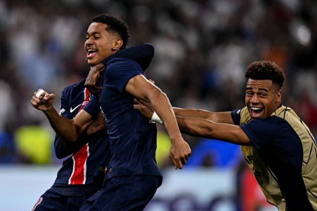 Mg Monaco di Baviera 31 05 2025 - finale Champions League Paris Saint Germain-Inter foto Matteo Gribaudi Image nella foto: esultanza gol Senny Mayulu 