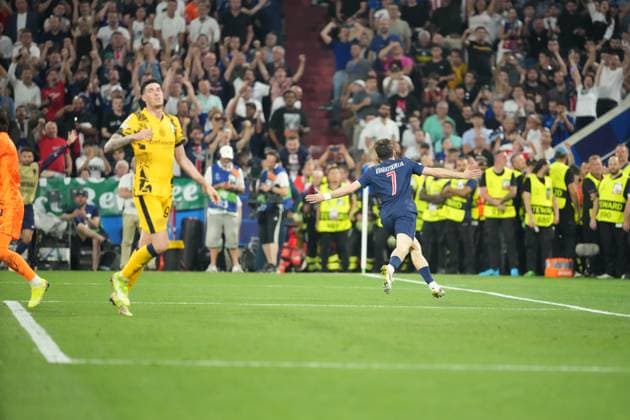 2025 UEFA Champions League Final: Paris Saint-Germain F.C. vs. FC Internazionale Milano Khvicha Kvaratskhelia of Paris Saint-Germain F.C. scores and celebrates during the 2025 UEFA Champions League Final: Paris Saint-Germain F.C. vs. FC Internazionale Milano on 31 May 2025, at Munich Football Arena, in Munich, Germany Munich Munich Football Arena Bavaria Germany Copyright: xAlexandraxFechetex DSC03003