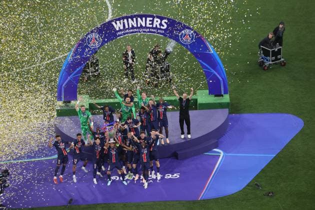 Jubilation Award Ceremony for Paris Saint Germain, Football Paris Inter Milan Football UEFA Champions League, Paris Saint Germain FC Internazionale Milano, Final, Season 2024 2025, on 31 05 2025 in Munich, A L L I A N Z A R E N A, Germany Source Copyright Credit Oryk HAIST xFUSSBALL-PARIS-INTERx