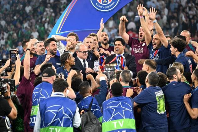 Champions League final Paris Saint Germain-Inter Paris Saint Germain win the cup during Champions League final Paris Saint Germain-Inter at Allianz stadium,Munich,Deutschland, May 31th, 2025. Imago-Images Emmefoto Copyright: xImago-Images Emmefotox