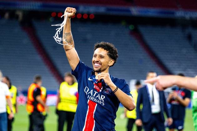 Marquinhos Paris Saint Germain, 05 celebrates victory, GER, Paris Saint Germain vs Inter Milan, Football, Men, UEFA Champions League Final Muenchen 2025, Season 2024 2025, 31 05 2025, GER, Paris Saint Germain vs Inter Milan, Football, Men, UEFA Champions League Final Muenchen 2025, Season 2024 2025, 31 05 2025 Muenchen Copyright: xEibner-Pressefoto WolfgangxFrankx EP_WFK