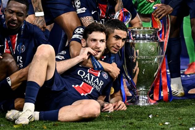 Db Monaco di Baviera (Germania) 31 05 2025 - finale Champions League Paris Saint Germain-Inter foto Daniele Buffa Image nella foto: Khvicha Kvaratskhelia-Achraf Hakimi 