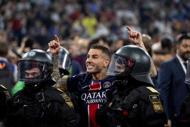 FOOTBALL : PSG vs Inter de Milan- Finale Ligue des Champions MUNCHEN, 31 05 2025, Allianz Arena PSG players celebrate during the UEFA Champions League Final match between Paris Saint Germain and FC Internazionale Milano at Munich Football Arena  Copyright: xelyxandroxcegarrax