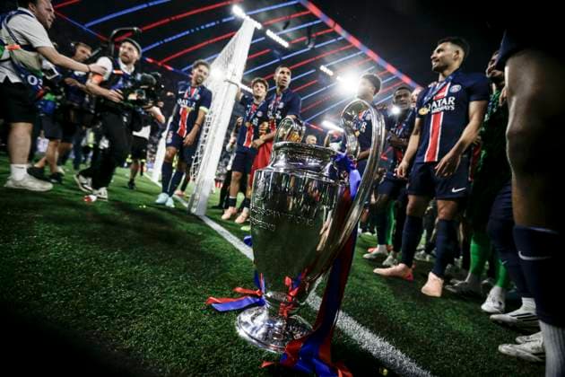 FOOTBALL : PSG vs Inter de Milan- Finale Ligue des Champions MUNCHEN, 31 05 2025, Allianz Arena PSG players celebrate during the UEFA Champions League Final match between Paris Saint Germain and FC Internazionale Milano at Munich Football Arena  Copyright: xx