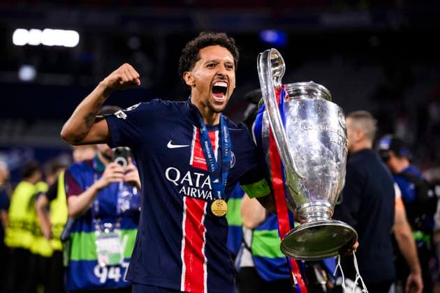 Paris Saint-Germain FC v FC Internazionale - UEFA Champions League Marquinhos of Paris Saint-Germain celebrates with the trophy during the UEFA Champions League final football match between Paris Saint-Germain FC and FC Internazionale. Munich Germany Copyright: xNicoloxCampox
