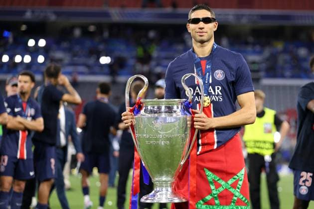 Paris Saint-Germain v FC Internazionale Milano - UEFA Champions League Final 2025 Achraf Hakimi of Paris Saint-Germain Fc celebrates the victory at the end of the UEFA Champions League Final 2025 match between Paris Saint-Germain Fc and Fc Internazionale Milano at Munich Football Arena on May 31, 2025 in Munich, Germany. Munich Munich Football Arena Germany Copyright: xMarcoxCanonierox