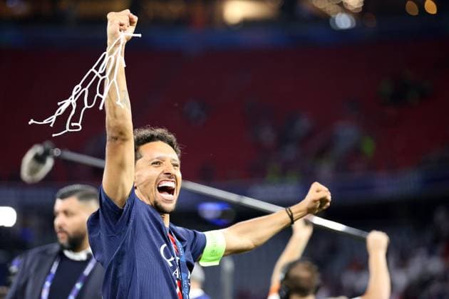 Paris Saint-Germain v FC Internazionale Milano - UEFA Champions League Final 2025 Marquinhos Correa of Paris Saint-Germain Fc celebrates the victory at the end of the UEFA Champions League Final 2025 match between Paris Saint-Germain Fc and Fc Internazionale Milano at Munich Football Arena on May 31, 2025 in Munich, Germany. Munich Munich Football Arena Germany Copyright: xMarcoxCanonierox