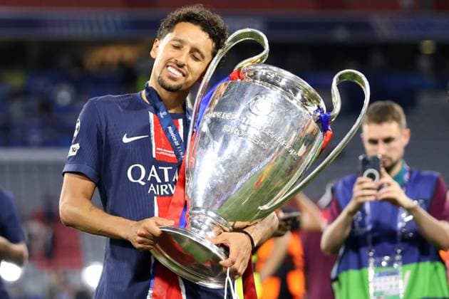Paris Saint-Germain v FC Internazionale Milano - UEFA Champions League Final 2025 Marquinhos Correa of Paris Saint-Germain Fc celebrates the victory at the end of the UEFA Champions League Final 2025 match between Paris Saint-Germain Fc and Fc Internazionale Milano at Munich Football Arena on May 31, 2025 in Munich, Germany. Munich Munich Football Arena Germany Copyright: xMarcoxCanonierox