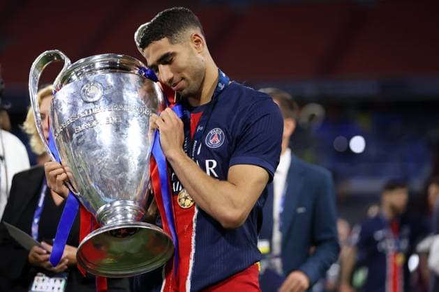 Paris Saint-Germain v FC Internazionale Milano - UEFA Champions League Final 2025 Achraf Hakimi of Paris Saint-Germain Fc celebrates the victory at the end of the UEFA Champions League Final 2025 match between Paris Saint-Germain Fc and Fc Internazionale Milano at Munich Football Arena on May 31, 2025 in Munich, Germany. Munich Munich Football Arena Germany Copyright: xMarcoxCanonierox