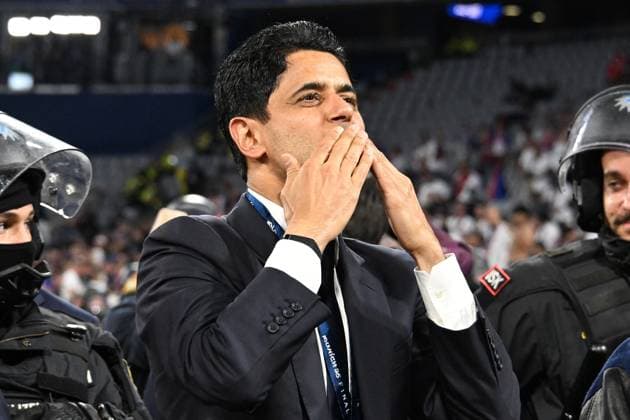 31 05 2025, xsltx, Football UEFA Champions League Final 2025, Paris St Germain Inter Milan v l jubilation, joy at winning the Champions League Chairman Nasser Al Khelaifi Paris St Germain DFL DFB REGULATIONS PROHIBIT ANY USE OF PHOTOGRAPHS as IMAGE SEQUENCES and or QUASI VIDEO Muenchen