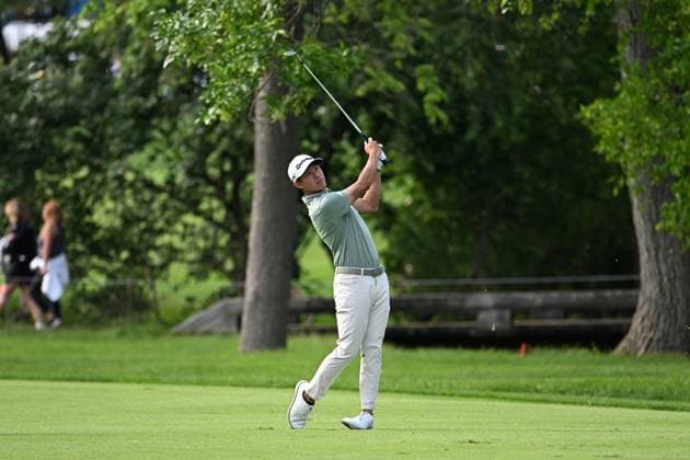 PGA, Golf Herren 2025: The Memorial Tournament MAY 31 May 31, 2025: Collin Morikawa (USA) hits on the 14th fairway during Round 3 of the Memorial Tournament in Dublin, Ohio. Brent Clark Cal Media (Credit Image: Â Brent Clark Cal Sport Media) Dublin Oh USA EDITORIAL USE ONLY Copyright: xx ZUMA-20250531_zma_c04_139.jpg BrentxClarkx csmphotothree388691