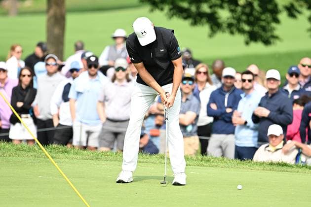 PGA, Golf Herren 2025: The Memorial Tournament MAY 31 May 31, 2025: Jordan Spieth (USA) putts on the 9th green during Round 3 of the Memorial Tournament in Dublin, Ohio. Brent Clark Cal Media (Credit Image: Â Brent Clark Cal Sport Media) Dublin Oh USA EDITORIAL USE ONLY Copyright: xx ZUMA-20250531_zma_c04_127.jpg BrentxClarkx csmphotothree388704