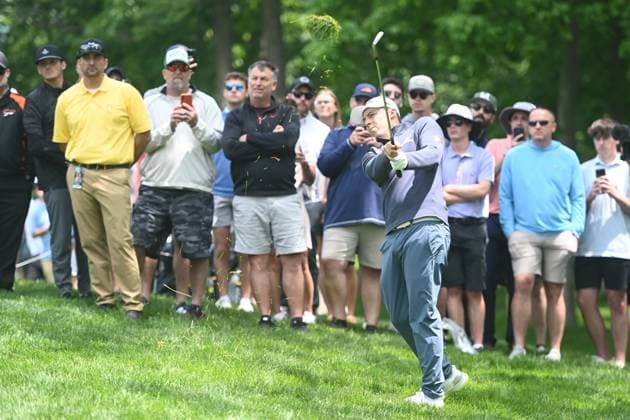 PGA, Golf Herren 2025: The Memorial Tournament MAY 31 May 31, 2025: Matt Fitzpatrick (ENG) hits on the 9th hole during Round 3 of the Memorial Tournament in Dublin, Ohio. Brent Clark Cal Media (Credit Image: Â Brent Clark Cal Sport Media) Dublin Oh USA EDITORIAL USE ONLY Copyright: xx ZUMA-20250601_zma_c04_010.jpg BrentxClarkx csmphotothree388715