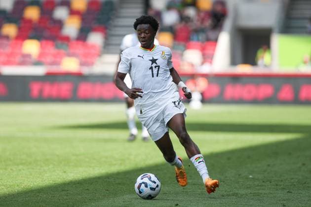 Mohammed Fuseini of Ghana in action with the ball Ghana v Trinidad and Tobago, Football, The Unity Cup, Gtech Community Stadium, London, UK, 31 05 25 EDITORIAL USE ONLY No use with unauthorised audio, video, data, fixture lists (outside the EU), club league logos or live services. Online in-match use limited to 45 images (+15 in extra time). No use to emulate moving images. No use in betting, games or  Copyright: xAnthonyxHanc Shutterstockx 15333741bv