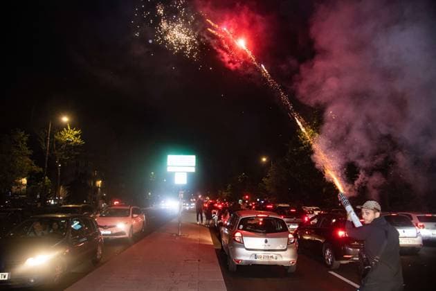 FOOTBALL : Celebration des suporters du PSG dans les rues de Paris - 31 05 2025 CÃ lÃ bration des supporters Parisien apres la victoire en Ligue des Champions du Paris SG ParisFrance  Copyright: xBaptistexAutissierx