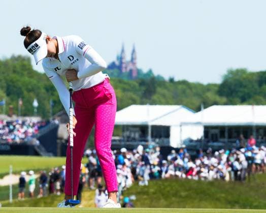 May 31, 2025, Madison, Wisconsin, USA: With the Holy Hill National Shrine of Mary in the background, YEALIMI NOH of the United States strokes a putt on the seventh hole during the third round of the 2025 LPGA, Golf Damen U.S. Womens Open at Erin Hills Golf Course in Erin, Wis. Madison USA - ZUMAb262 20250531_znp_b262_007 Copyright: xJeffxM.xBrownx