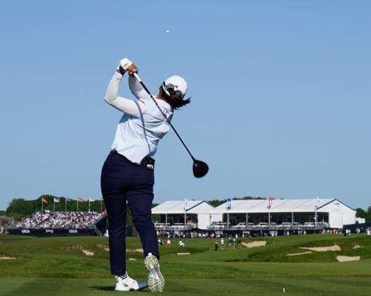 May 31, 2025, Madison, Wisconsin, USA: HINAKO SHIBUNO of Japan tees off on the 18th hole during the third round of the 2025 LPGA, Golf Damen U.S. Womens Open at Erin Hills Golf Course in Erin, Wis. Madison USA - ZUMAb262 20250531_znp_b262_016 Copyright: xJeffxM.xBrownx
