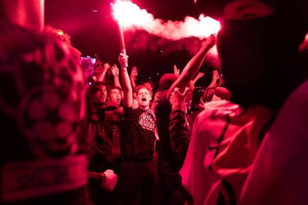 May 31, 2025, Paris, France, FRA: Outside the Parc des Princes, a sea of joy and fireworks: Paris Saint-Germain fans erupt in celebration after their teamÃ¢â‚¬â ¢s stunning 5-0 triumph over Inter Milan in Munich. With this historic victory, PSG becomes only the second French football clubÃ¢â‚¬after Olympique de Marseille in 1993Ã¢â‚¬to lift the UEFA Champions League trophy. A night of chants, flags, and tears of happiness marked a long-awaited moment for supporters across the capital. However, the festivities were marred by clashes between some groups of fans and the police, with several cars set on fire and tensions flaring in the surrounding streets. Paris FRA - ZUMAl224 0821126055st Copyright: xStefanoxLorussox