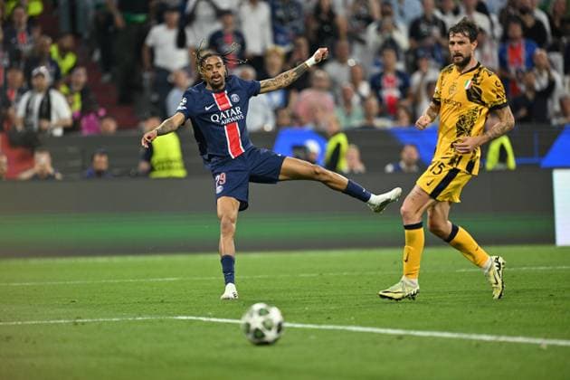 UEFA Champions League final match: Paris Saint-Germain v Inter Milan MUNICH, GERMANY - MAY 31: Barcola of PSG in action during the UEFA Champions League Final between Inter Milan and Paris Saint-Germain (PSG) at Munich Football Arena in Munich, Germany on May 31, 2025. Mustafa Yalcin Anadolu Munich Germany. Editorial use only. Please get in touch for any other usage.  Copyright: x2025xAnadoluxMustafaxYalcinx