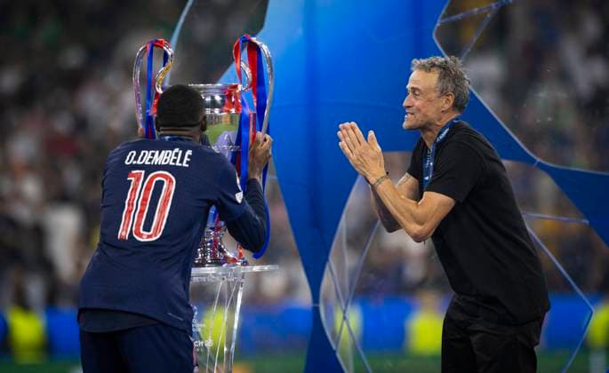 Munich, Germany 31st Mar 2025 Ousmane Dembele Paris Coach Luis Enrique PSG Paris Saint Germain Inter Milan 31 05 2025