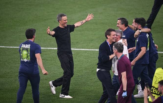 Football CHL FINAL 2024 2025 Final in Munich 31 05 2025 Paris Saint 5 0 Germain Inter Milan FINAL CELEBRATION Paris Saint Germain coach Luis Enrique center