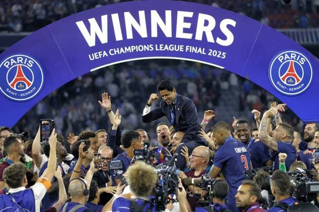 MUNCHEN, 31-05-2025, Allianz Arena, UEFA Champions League season 2024 2025, Match between Paris Saint Germain and Inter Milan 5-0 a score that has never been established in a CL-final so far. PSG president Nasser bin Ghanim Al-KhelaÃ¯fi PSG - Inter Milan (CL Final)  x29569423x Copyright:
