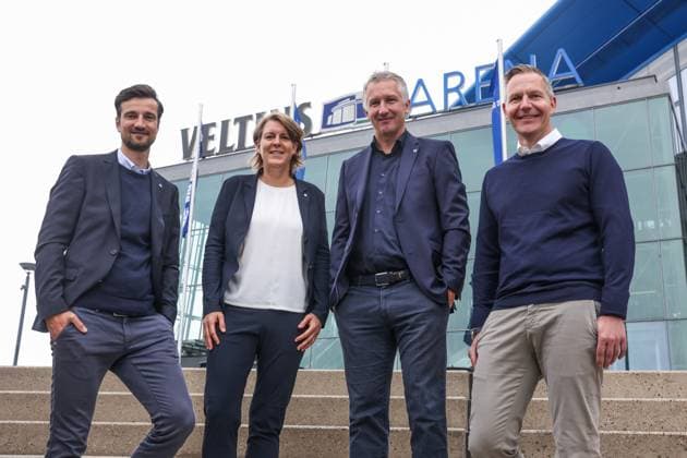 01 06 2025, Football, Season 2024 2025, 2 Bundesliga, Presentation of Frank Baumann, from l Matthias Tillmann FC Schalke 04 , Christina Rühl Hamers FC Schalke 04 , Chief Sports Officer Frank Baumann FC Schalke 04 , Axel Hefer FC Schalke 04 Gelsenkirchen Veltins Arena NRW Germany xRHR PHOTOx Copyright: RHR-FOTOx RHR-FOTO